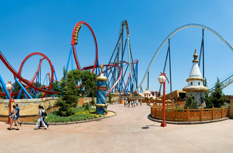 Port Aventura amusement park's Dragon Kahn and Shambhala rollercoasters